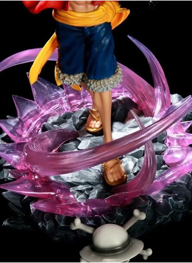 One Piece figure, hot-blooded Luffy,Action Figure Decorative Resin Sculpture Home Decor Statue, Art Figurine Home Decor, Suitable for Office, Living Room, Bedroom, Bookshelf, TV Cabinet, Desktop