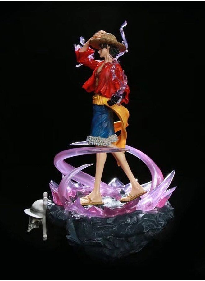 One Piece figure, hot-blooded Luffy,Action Figure Decorative Resin Sculpture Home Decor Statue, Art Figurine Home Decor, Suitable for Office, Living Room, Bedroom, Bookshelf, TV Cabinet, Desktop