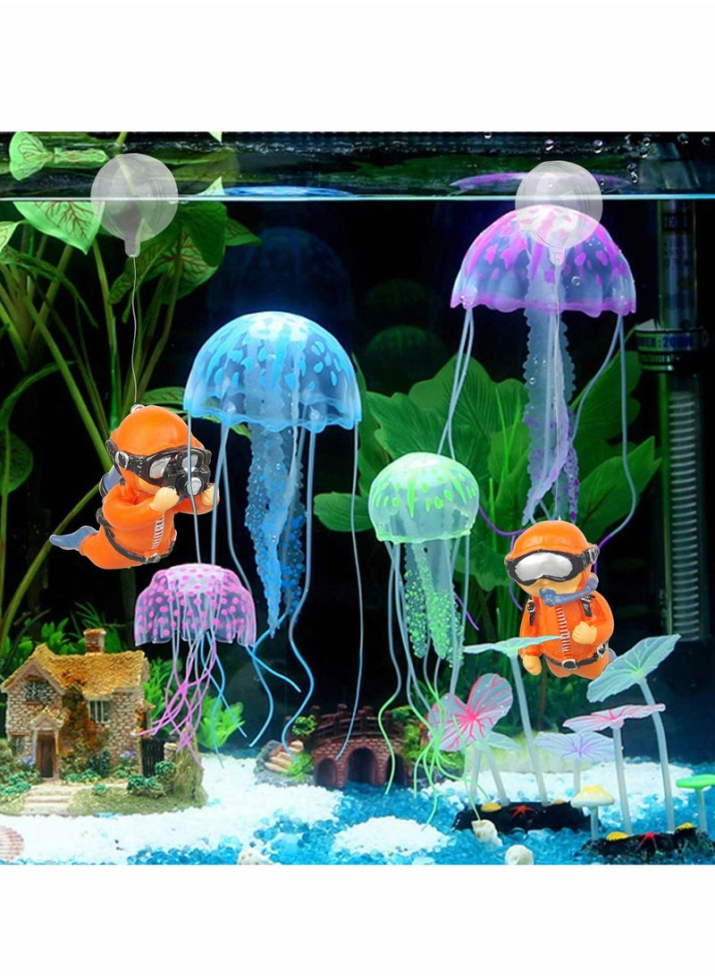 Floating Fish Tank Decorations，Aquarium Decorations, Lovely Diver Device Accessories，Suitable for All Kinds of Tanks（2 Pack）