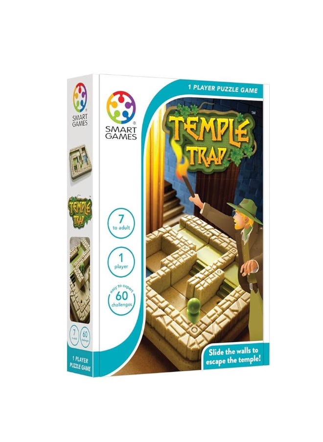 SmartGames Temple Trap Cognitive Skill-Building Travel Game with Portable Case Featuring 60 Challenges for Ages 7 - Adult