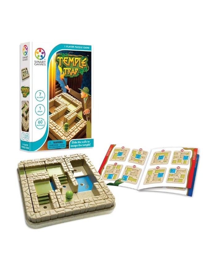 SmartGames Temple Trap Cognitive Skill-Building Travel Game with Portable Case Featuring 60 Challenges for Ages 7 - Adult