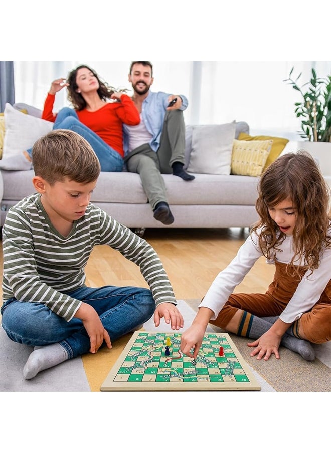 Juegoal 7-in-1 Wooden Board Game Set for Kids Adults, Tabletop Combo Classic Travel Portable Board Games (Chess, Checkers, Chinese Checkers, Backgammon, Parcheesi, Snakes and Ladders, Tic Tac Toe)
