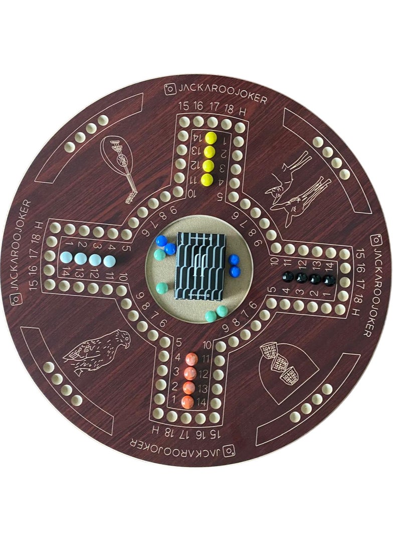 Jakaroo two-sided brown for 4 and 6 players marbles and original cards