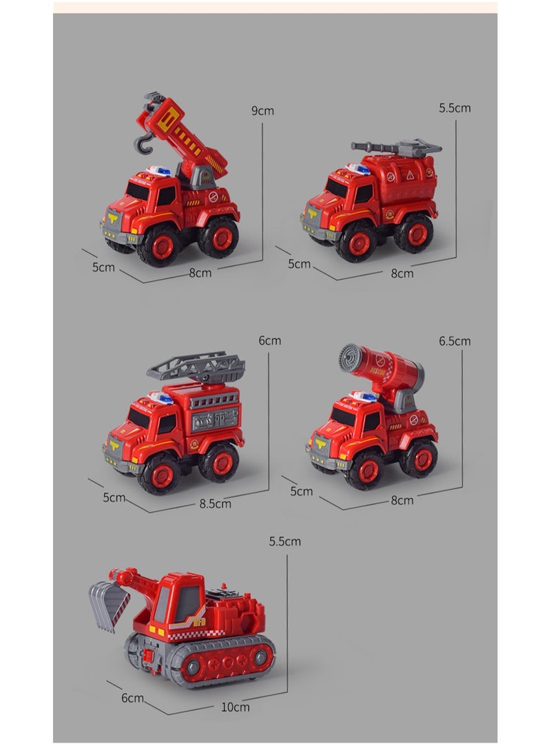 Children'S Assembly And Deformation Toy Car Educational Five-In-One Toy (Fire Truck)