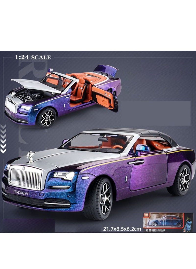 1:24 Rolls Royce Convertible Super Sports Diecast Car Model Phantom Toy Car Alloy Collectible Phantom Pull Back Model Car Vehicles with Removeable Roof, Sound Light for Kids Birthday Gift Multicolour