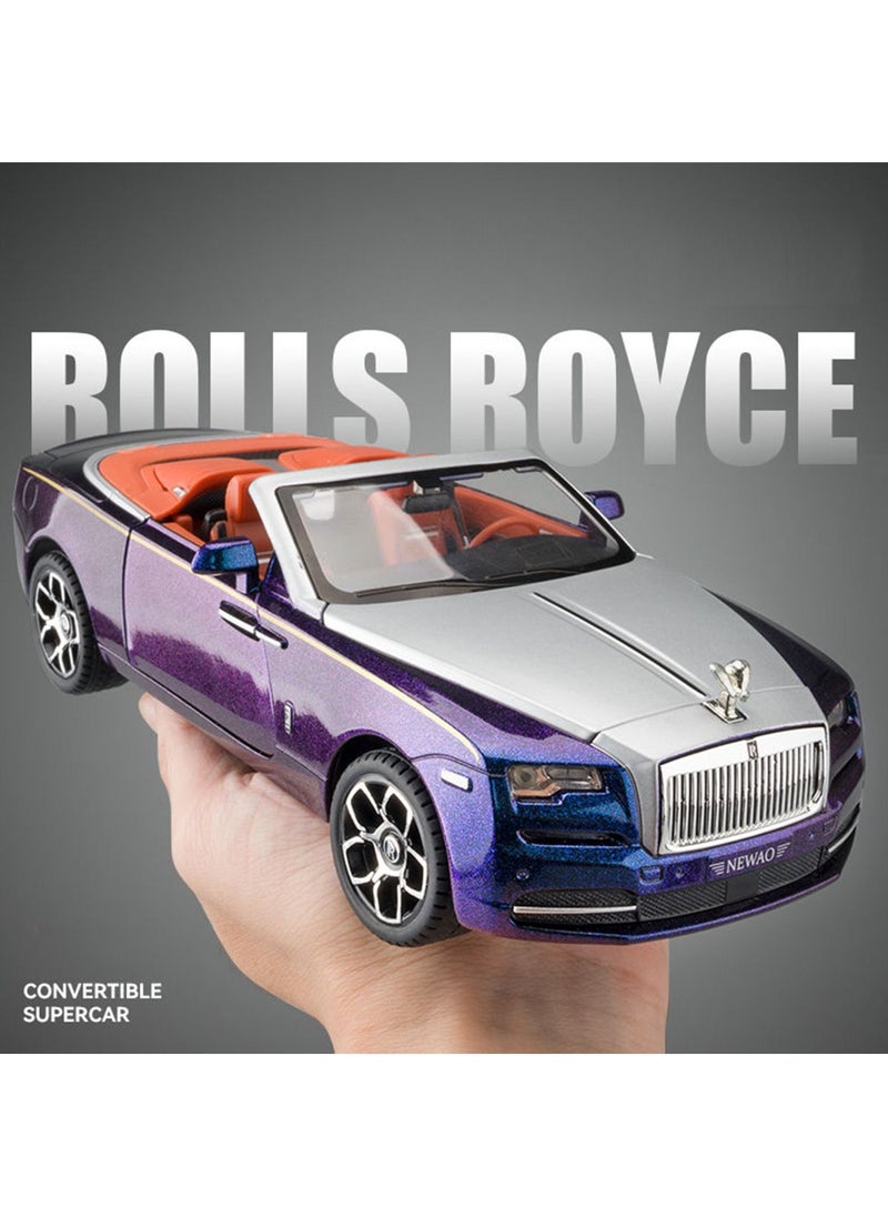 1:24 Rolls Royce Convertible Super Sports Diecast Car Model Phantom Toy Car Alloy Collectible Phantom Pull Back Model Car Vehicles with Removeable Roof, Sound Light for Kids Birthday Gift Multicolour