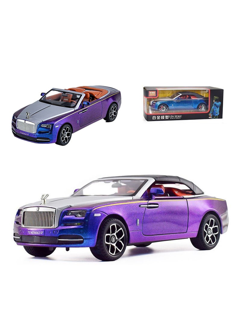 1:24 Rolls Royce Convertible Super Sports Diecast Car Model Phantom Toy Car Alloy Collectible Phantom Pull Back Model Car Vehicles with Removeable Roof, Sound Light for Kids Birthday Gift Multicolour