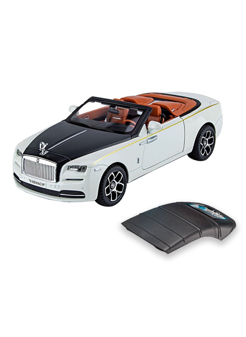 1:24 Rolls Royce Convertible Super Sports Diecast Car Model Phantom Toy Car Alloy Collectible Phantom Pull Back Model Car Vehicles with Removeable Roof, Sound Light for Kids Birthday Gift White