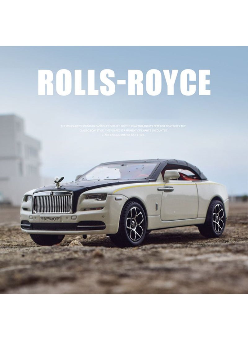 1:24 Rolls Royce Convertible Super Sports Diecast Car Model Phantom Toy Car Alloy Collectible Phantom Pull Back Model Car Vehicles with Removeable Roof, Sound Light for Kids Birthday Gift White