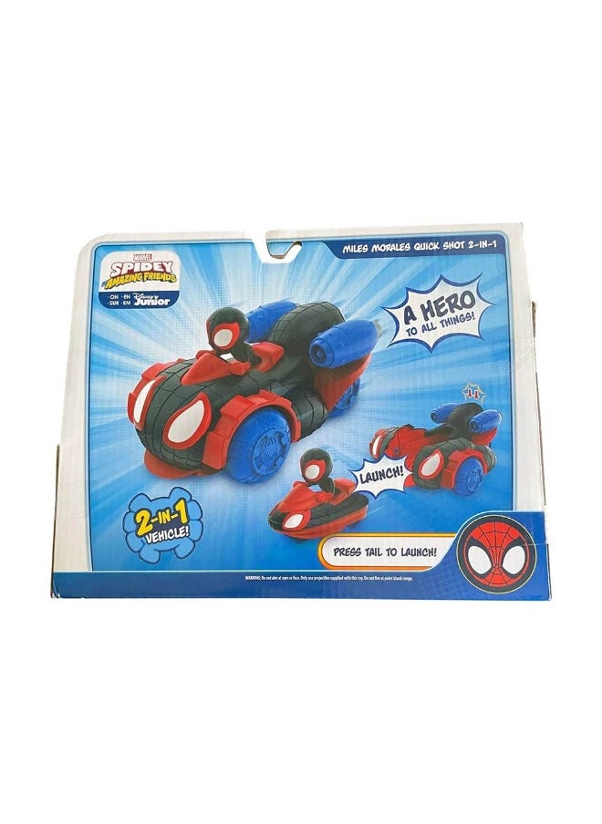 Spidey & Its Amazing Friends 2-In-1 Miles Morales Quick Shot Vehicle