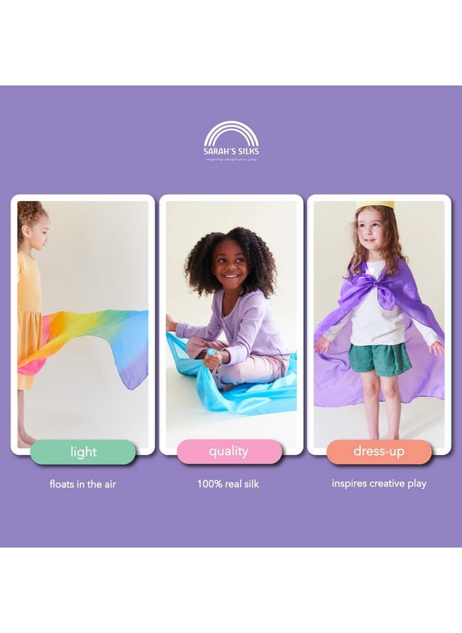 Set Of 3 Playsilks | Rainbow, Sky Blue, And Purple