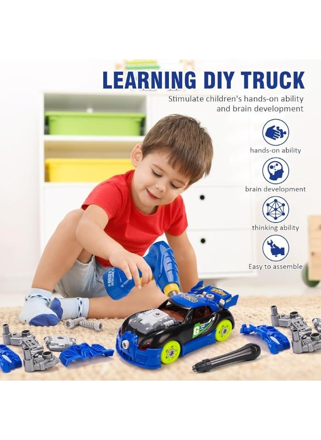 REMOKING Take Apart Toys STEM 3 in 1 Take Apart Car Toys with Tools and Power Drill DIY Assembly Car with Realistic Sounds and LightsGreat Gifts for Kids Toddlers Boys Girls 3 4 5 6 Years Old