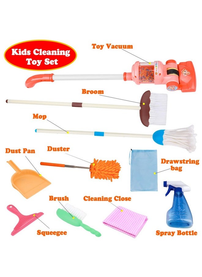 Kids Cleaning Set - 8Pcs Toddler Broom And Cleaning Set With Toy Vacuum Cleaner, Pretend Play Children House Cleaning Toys, Christmas Birthday Gift For Girls Boys