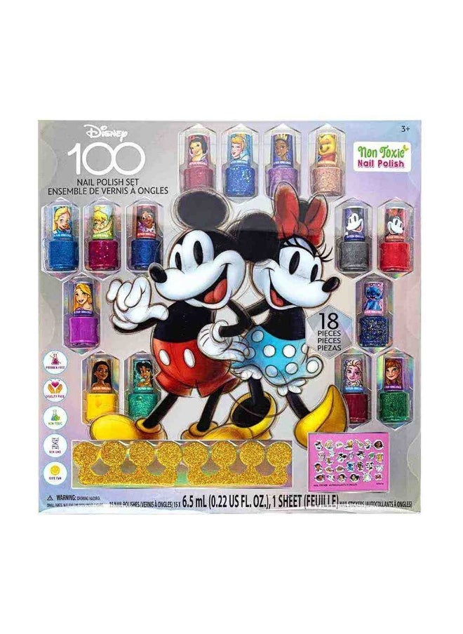 Disney 100 Nail Art Set With Stickers (18 Pieces)