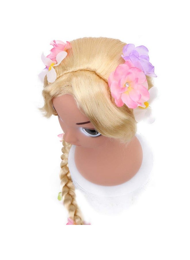 Long Blonde Rapunzel Wigs For Kids Princess Girl Costume Cosplay Fairytale Ball Braid Wigs For Halloween Christmas Party Hair