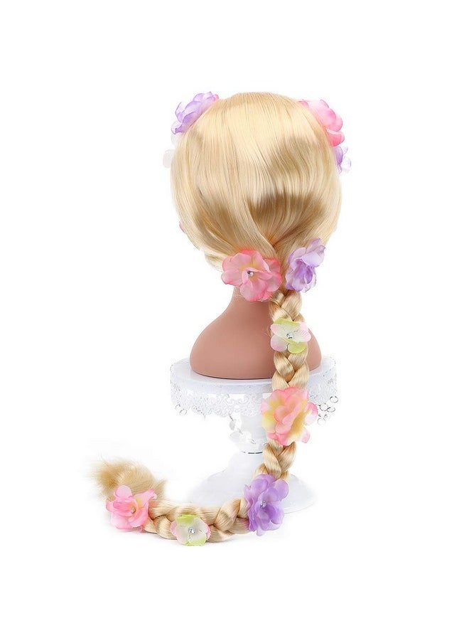 Long Blonde Rapunzel Wigs For Kids Princess Girl Costume Cosplay Fairytale Ball Braid Wigs For Halloween Christmas Party Hair