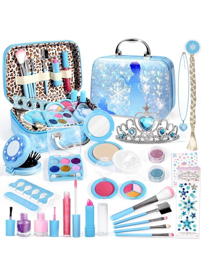 Kids Makeup Kit For Girl Toys, Frozen Makeup Set For Girls, Real Washable Makeup Kit For Girls, Birthday Christmas Princess Gifts For Girls Kids Toddlers Age 3 4 5 6 7 8 9 10 11 12 Year Old