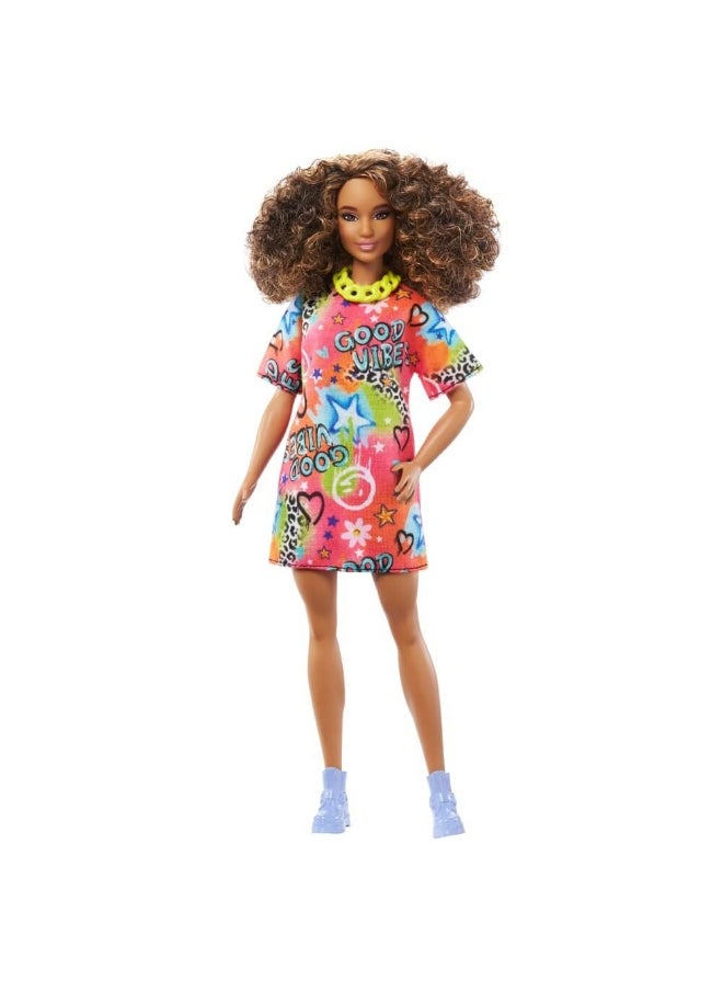 Fashionistas Brunette Doll With Graffiti Dress