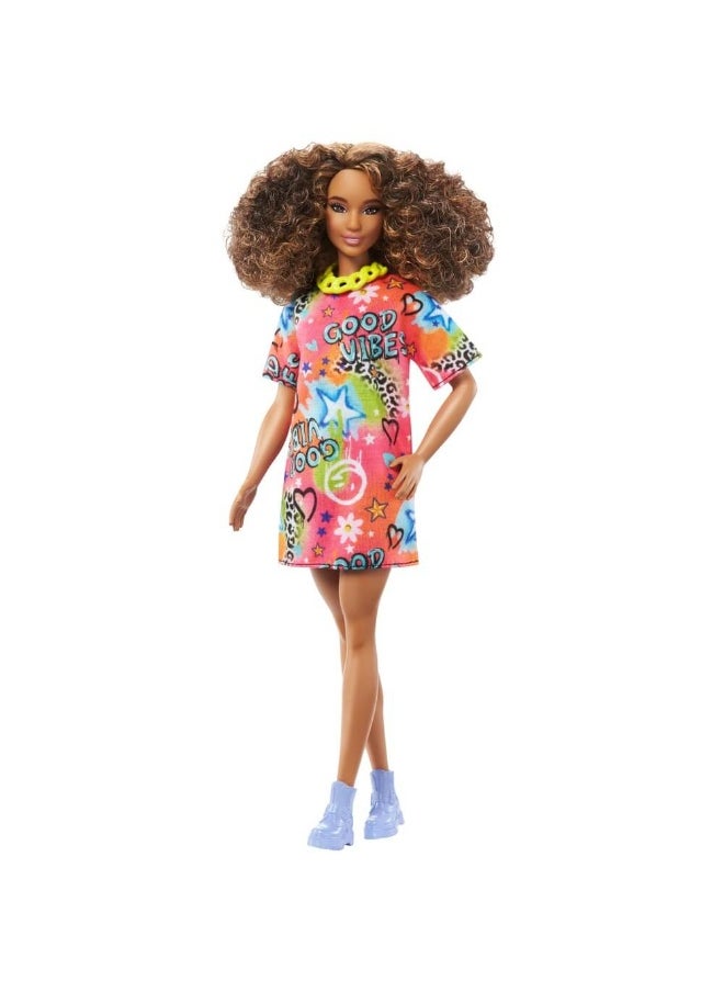 Fashionistas Brunette Doll With Graffiti Dress