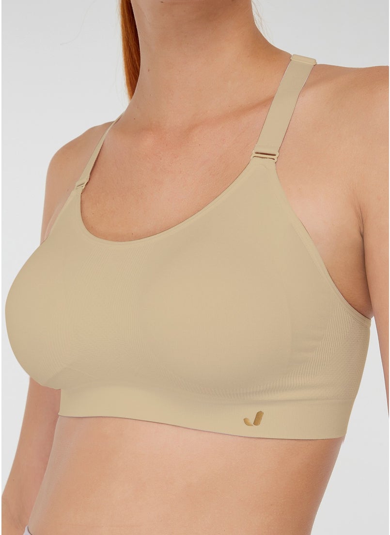 Utica Soft & Stretchy Covered Sports Bra Beige