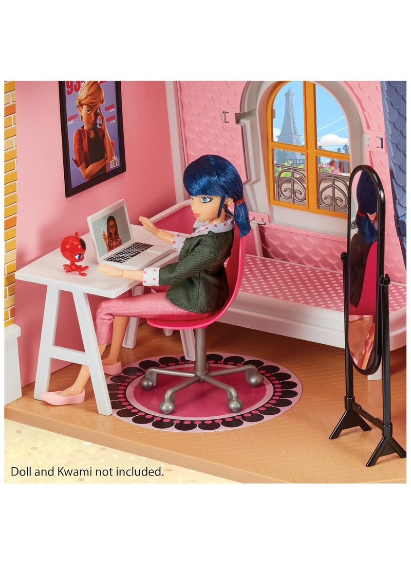 Miraculous Ladybug 2-in-1 Balcony Bedroom Playset Doll House | Doll House For Girls And Boys Dolls House Furniture Included | Miraculous: Tales Of Ladybug & Cat Noir Toy With Dolls House Accessories