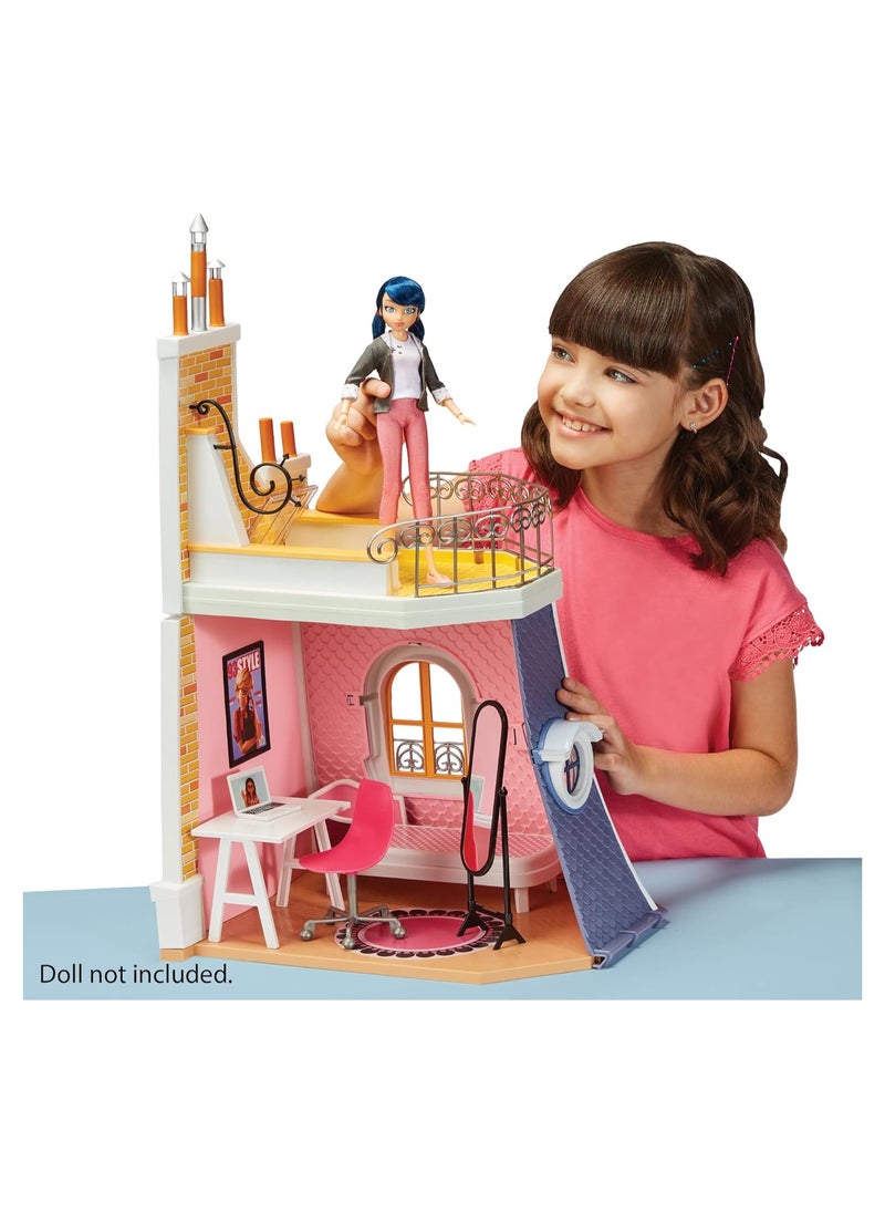 Miraculous Ladybug 2-in-1 Balcony Bedroom Playset Doll House | Doll House For Girls And Boys Dolls House Furniture Included | Miraculous: Tales Of Ladybug & Cat Noir Toy With Dolls House Accessories