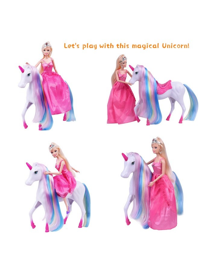 Magic Light Unicorn & Princess Doll, Unicorn Toys For Girls 3+, Unicorn Gifts For Christmas Birthday For Kids Aged 3 4 5 6 7 8