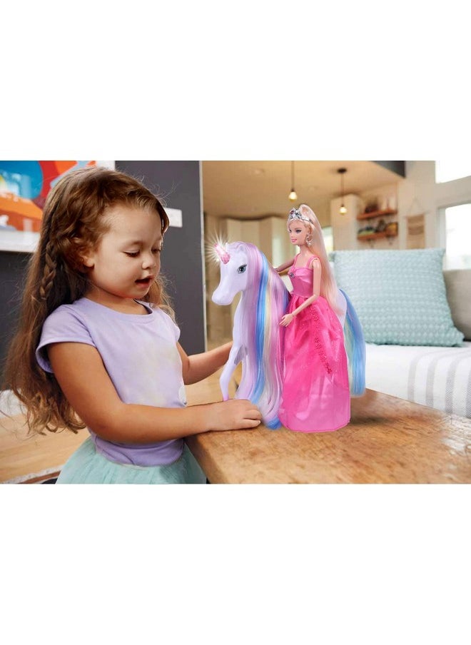 Magic Light Unicorn & Princess Doll, Unicorn Toys For Girls 3+, Unicorn Gifts For Christmas Birthday For Kids Aged 3 4 5 6 7 8