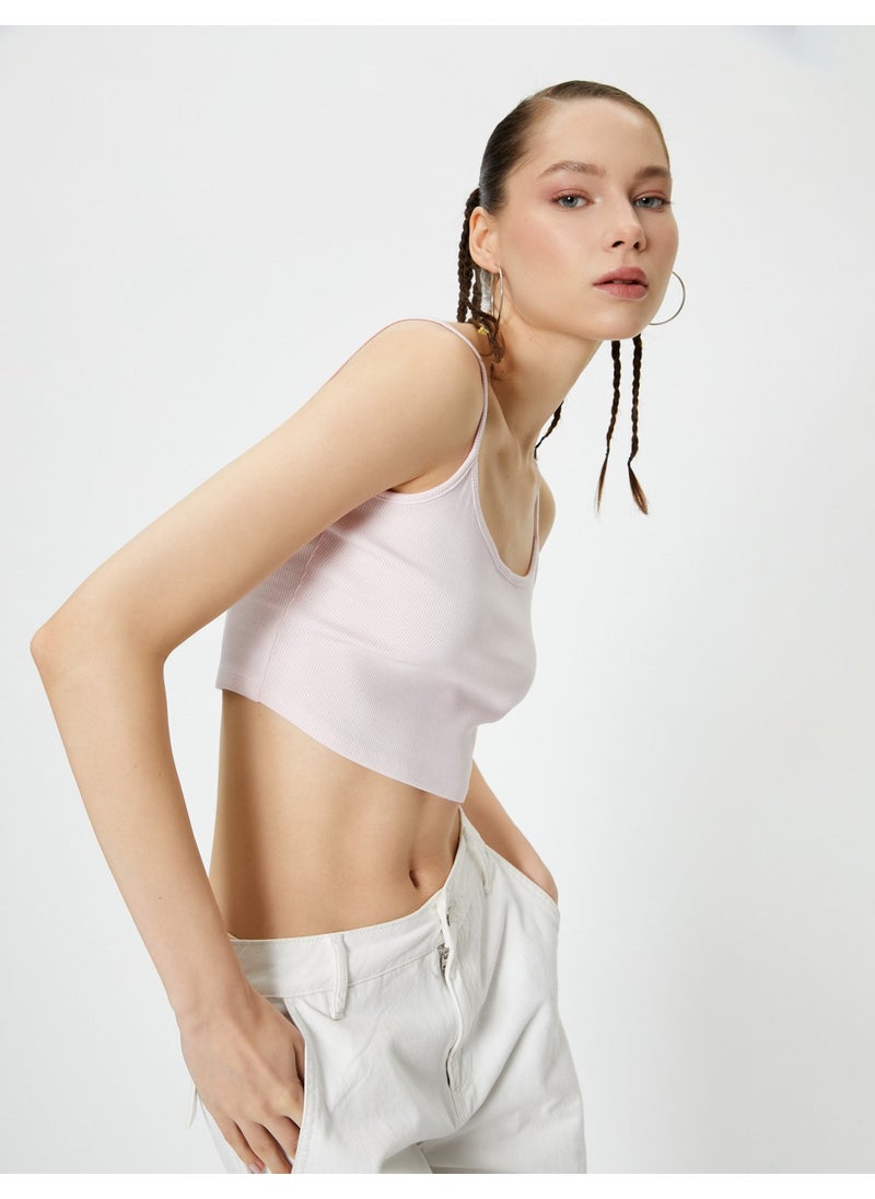 Basic Crop Undershirt Thin Strap Ribbed Cotton