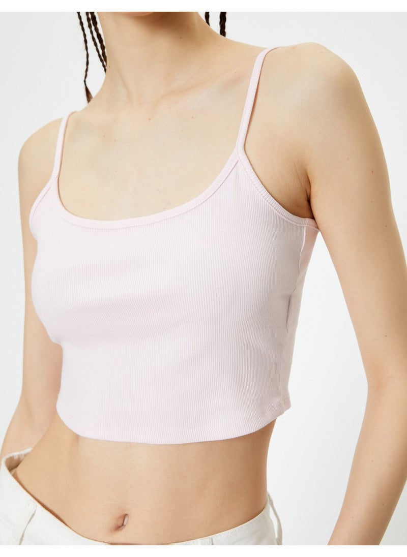 Basic Crop Undershirt Thin Strap Ribbed Cotton