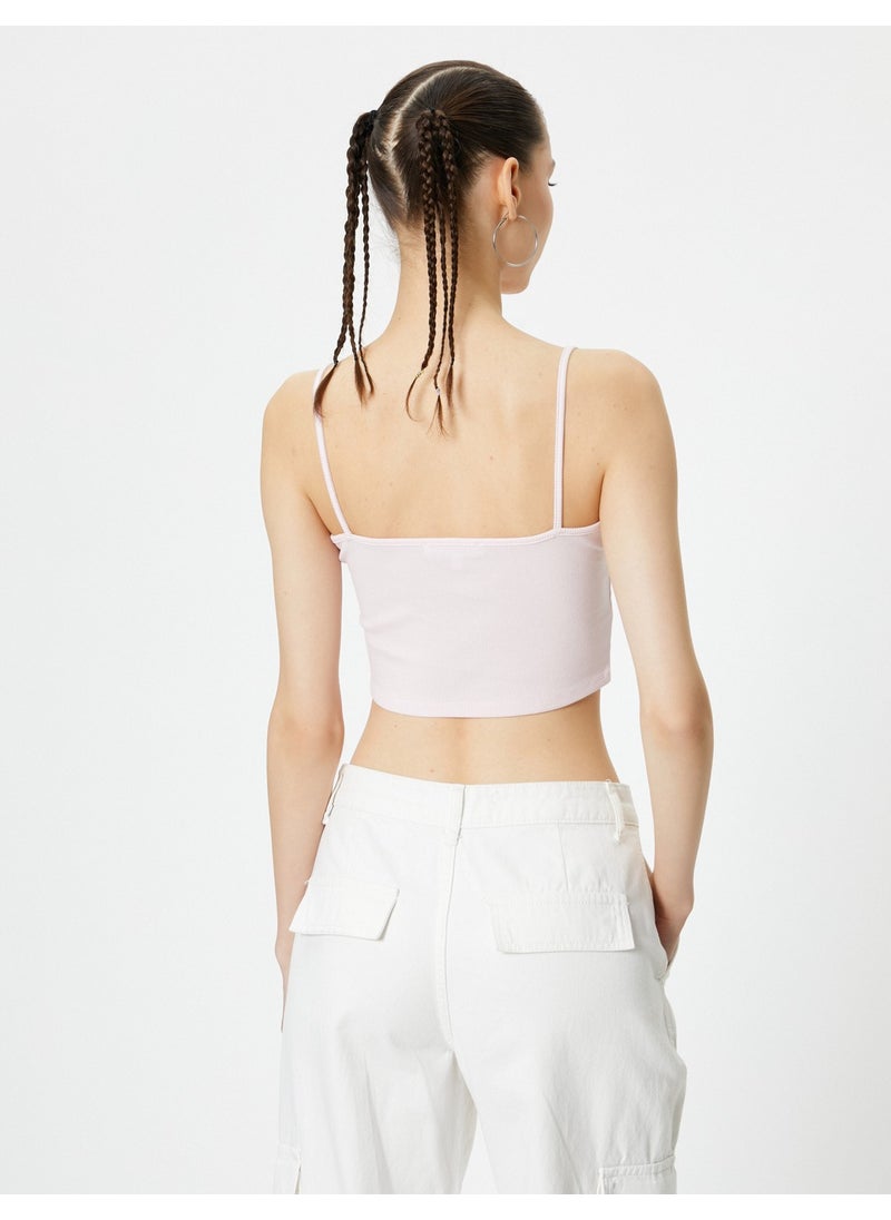 Basic Crop Undershirt Thin Strap Ribbed Cotton