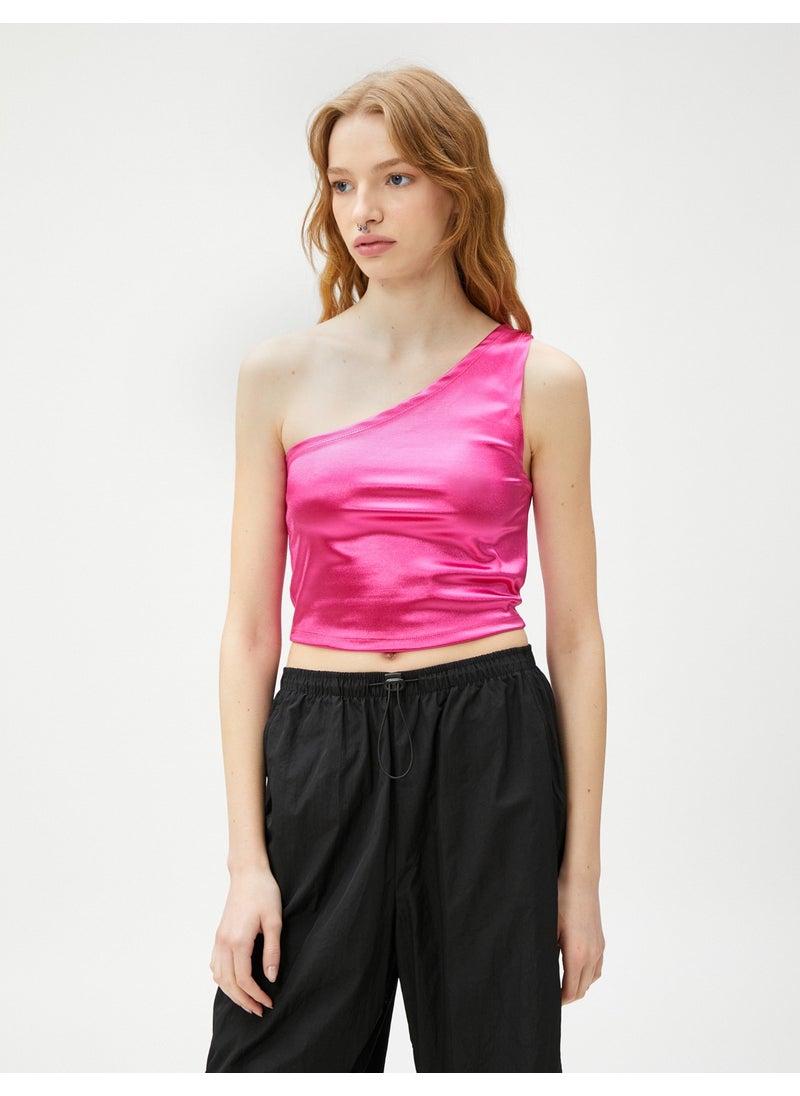 Crop Athlete One Shoulder Shiny Look