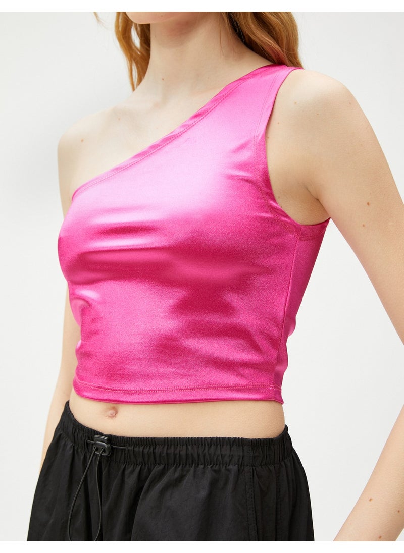 Crop Athlete One Shoulder Shiny Look