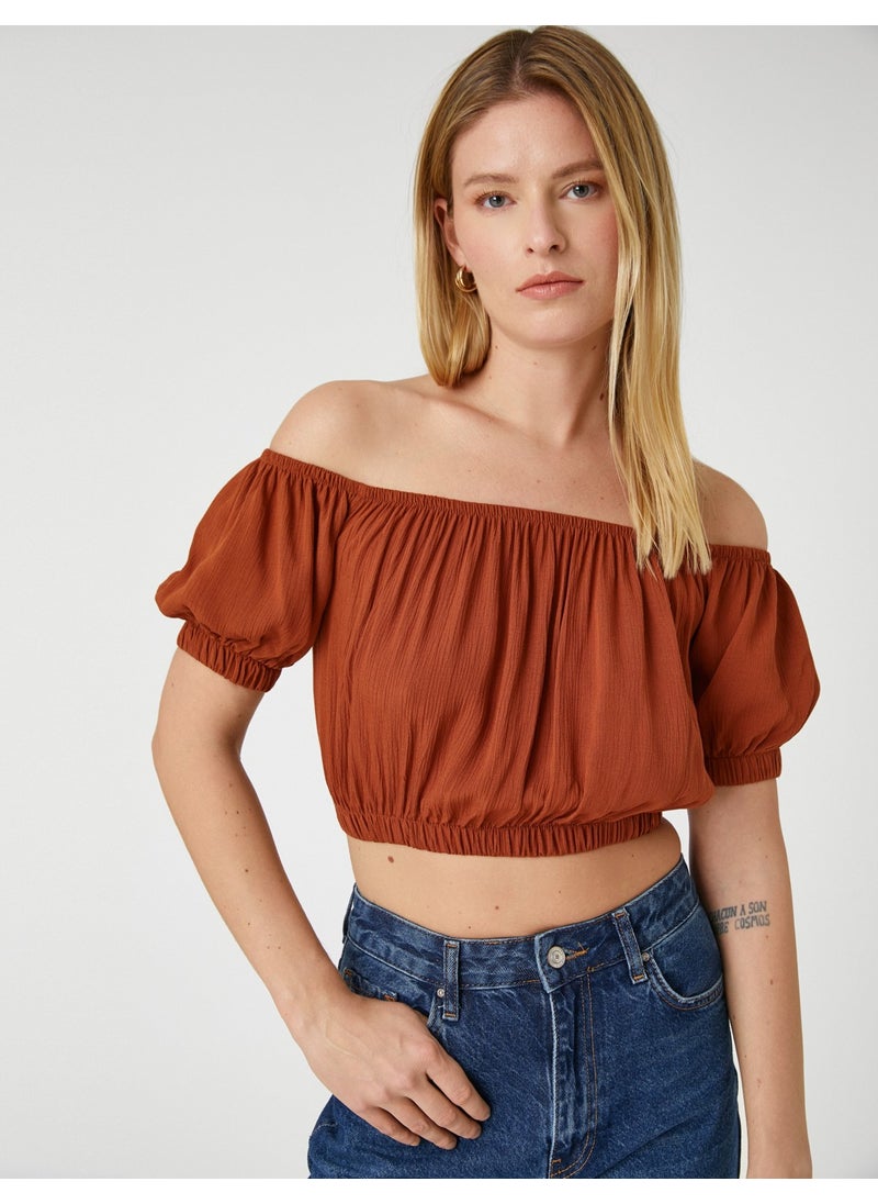 Crop Blouse Open Shoulder Elastic