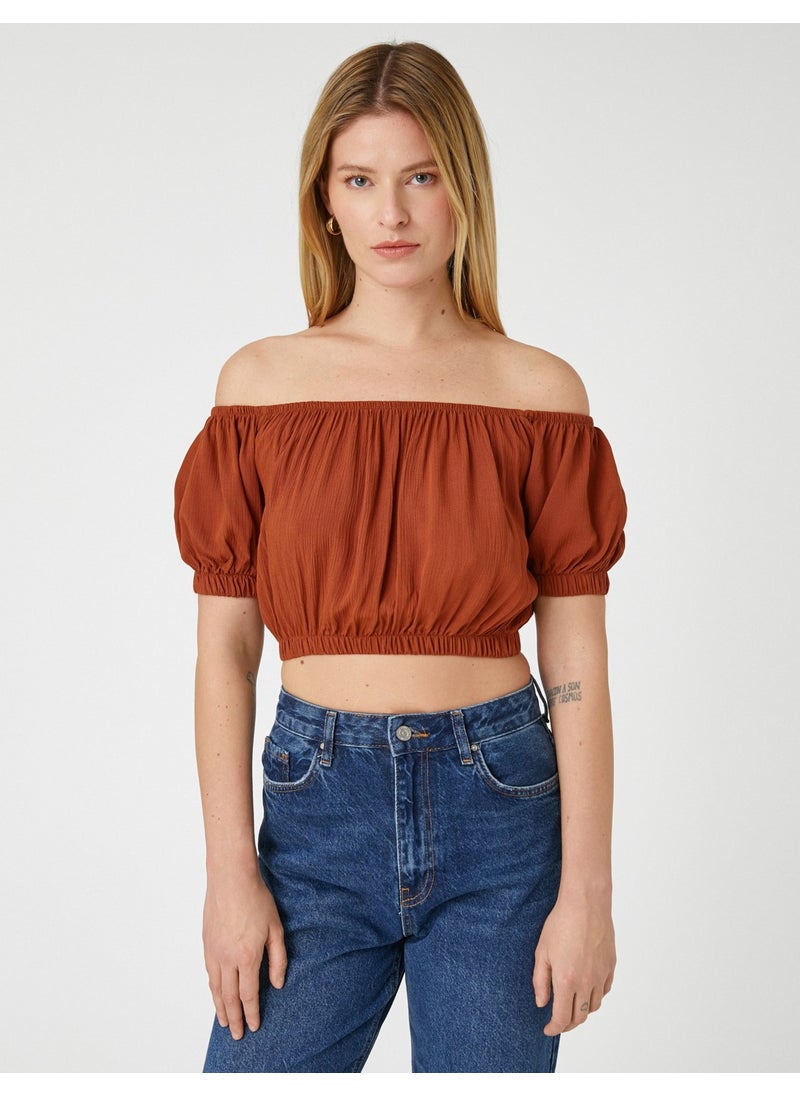 Crop Blouse Open Shoulder Elastic