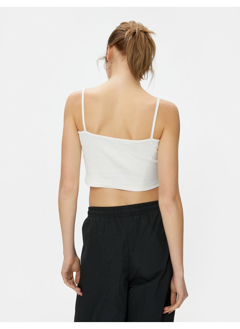 Basic Crop Undershirt Thin Strap Ribbed Cotton