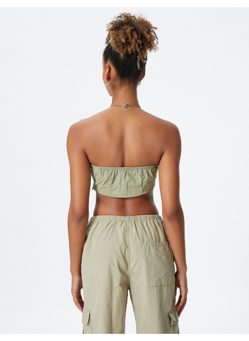 Cotton Parachute Crop Top Halter Neck Stopper