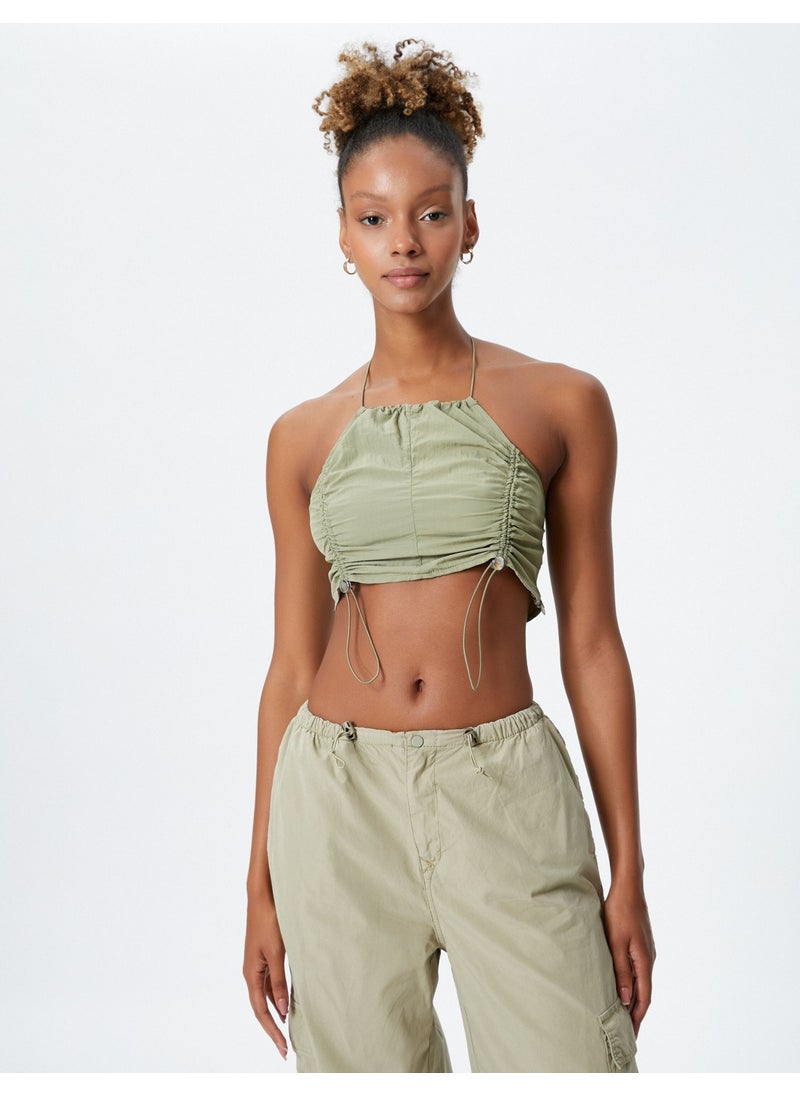 Cotton Parachute Crop Top Halter Neck Stopper