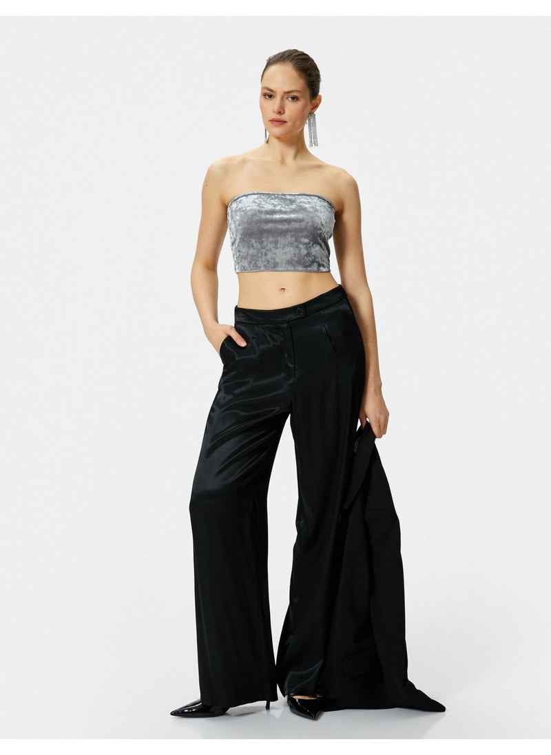 Strapless Velvet Top Crop