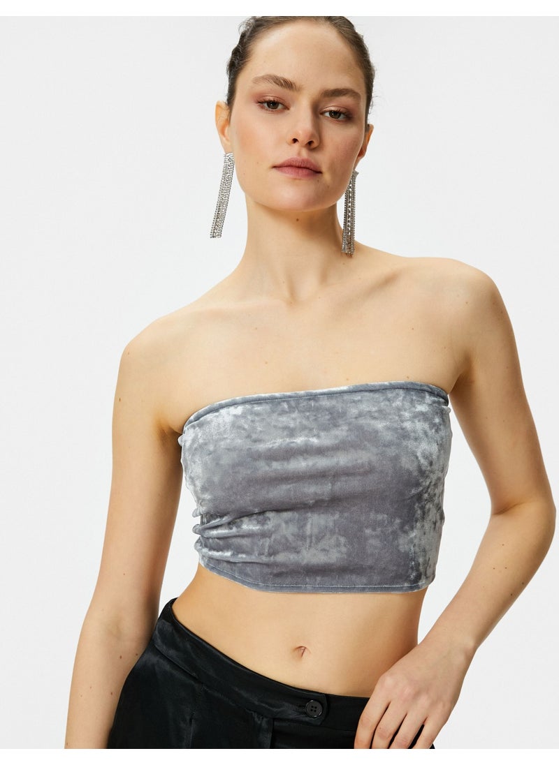 Strapless Velvet Top Crop