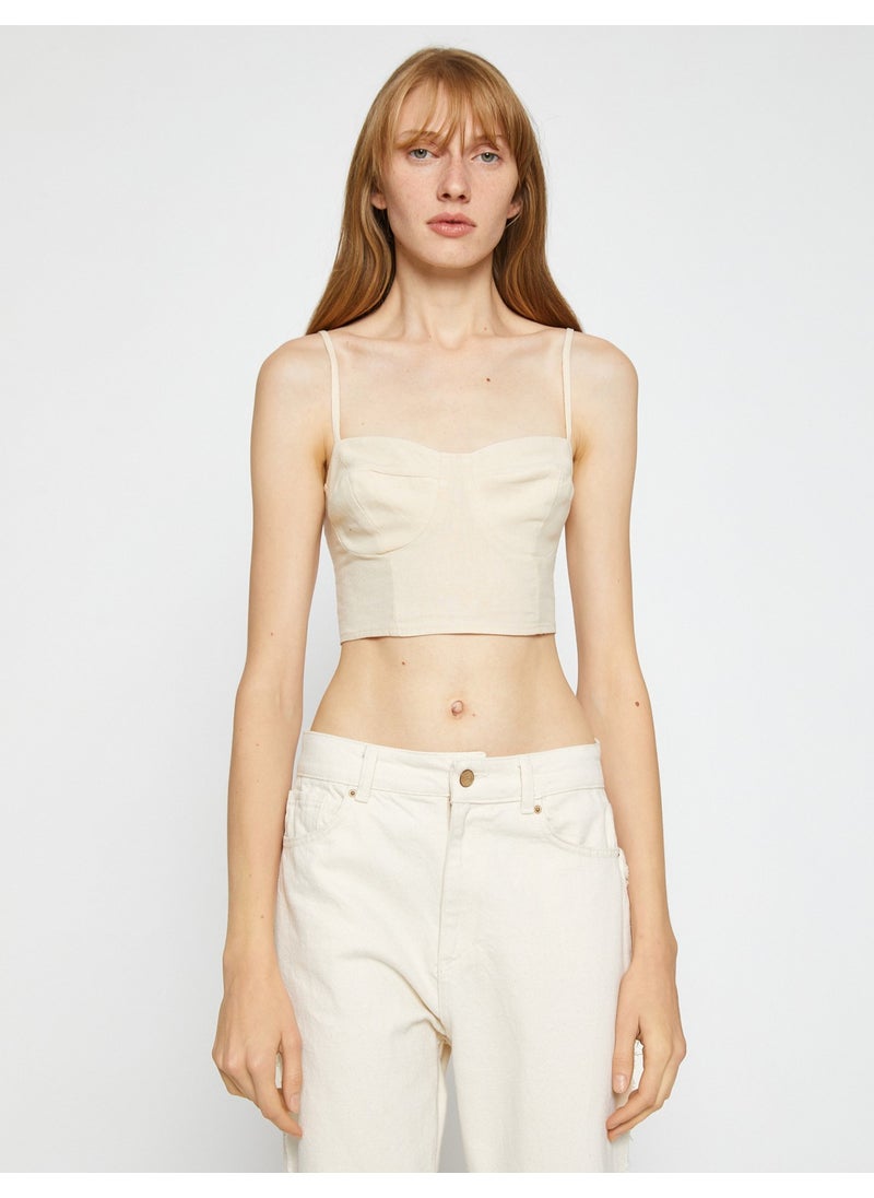 Cotton Strappy Bustier Linen Blend