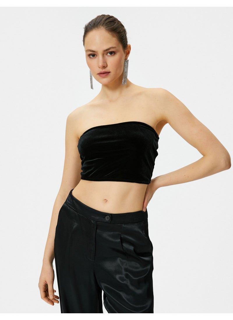 Strapless Velvet Top Crop