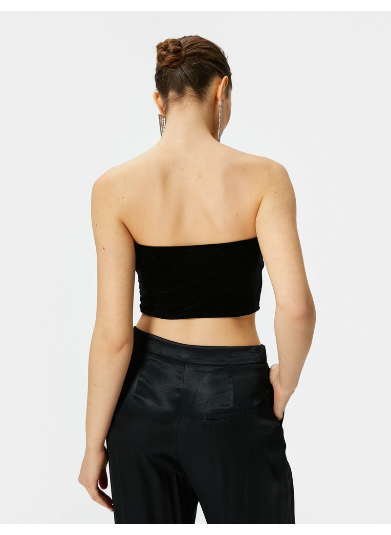 Strapless Velvet Top Crop