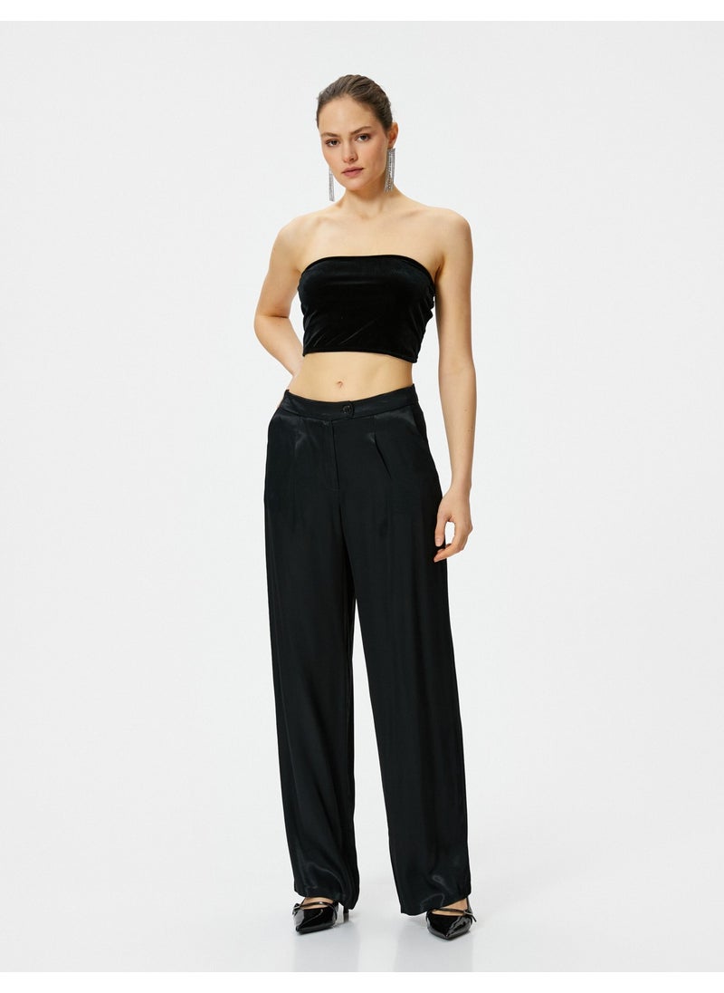 Strapless Velvet Top Crop