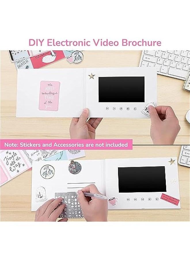 Video Greeting Card, Electronic Video Brochure with LCD Screen, Support Picture and Video DIY, Wedding Decorations and Gift(7in)