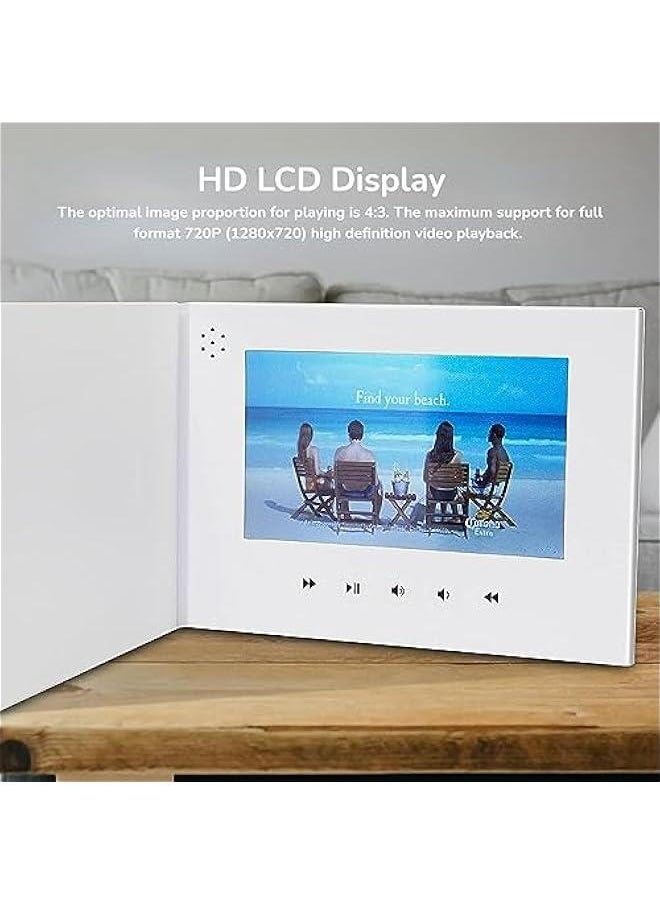 Video Greeting Card, Electronic Video Brochure with LCD Screen, Support Picture and Video DIY, Wedding Decorations and Gift(7in)