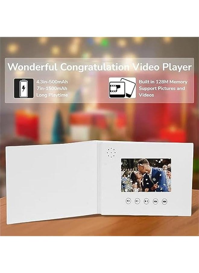 Video Greeting Card, Electronic Video Brochure with LCD Screen, Support Picture and Video DIY, Wedding Decorations and Gift(7in)