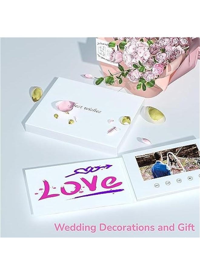 Video Greeting Card, Electronic Video Brochure with LCD Screen, Support Picture and Video DIY, Wedding Decorations and Gift(7in)