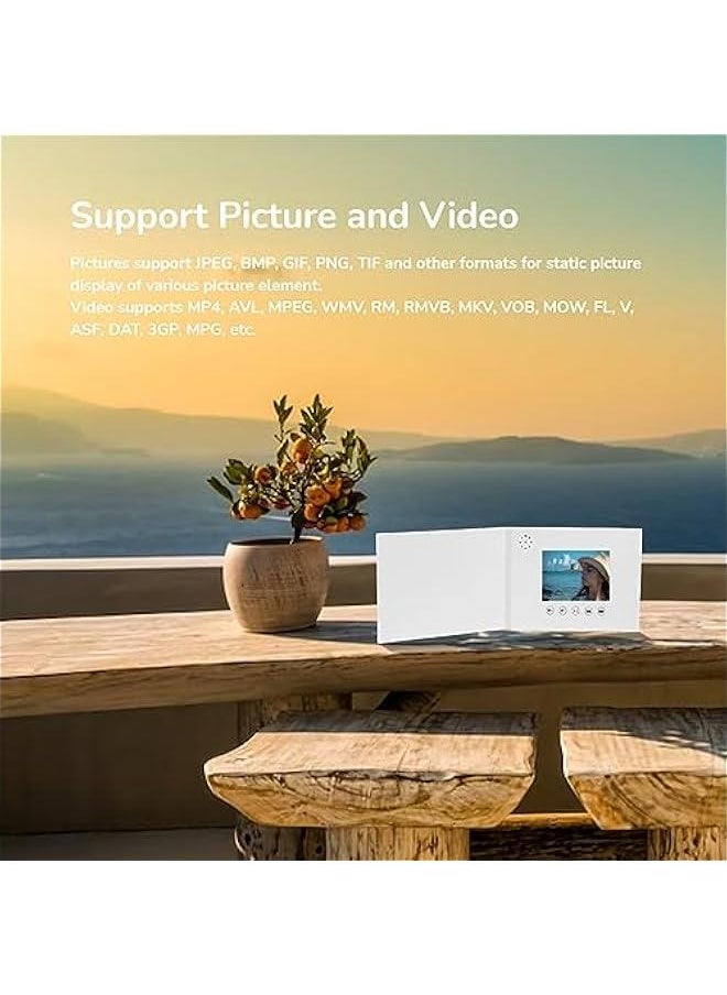 Video Greeting Card, Electronic Video Brochure with LCD Screen, Support Picture and Video DIY, Wedding Decorations and Gift(7in)