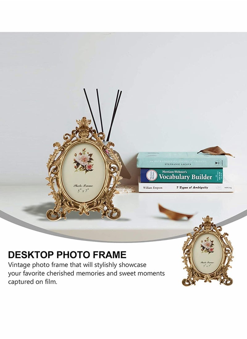 Picture Frames, European Style Vintage Picture Frames, Oval Antique Photo Frame for Living Room Decor Wall Gallery or Tabletop Photo Display(7 Inches)